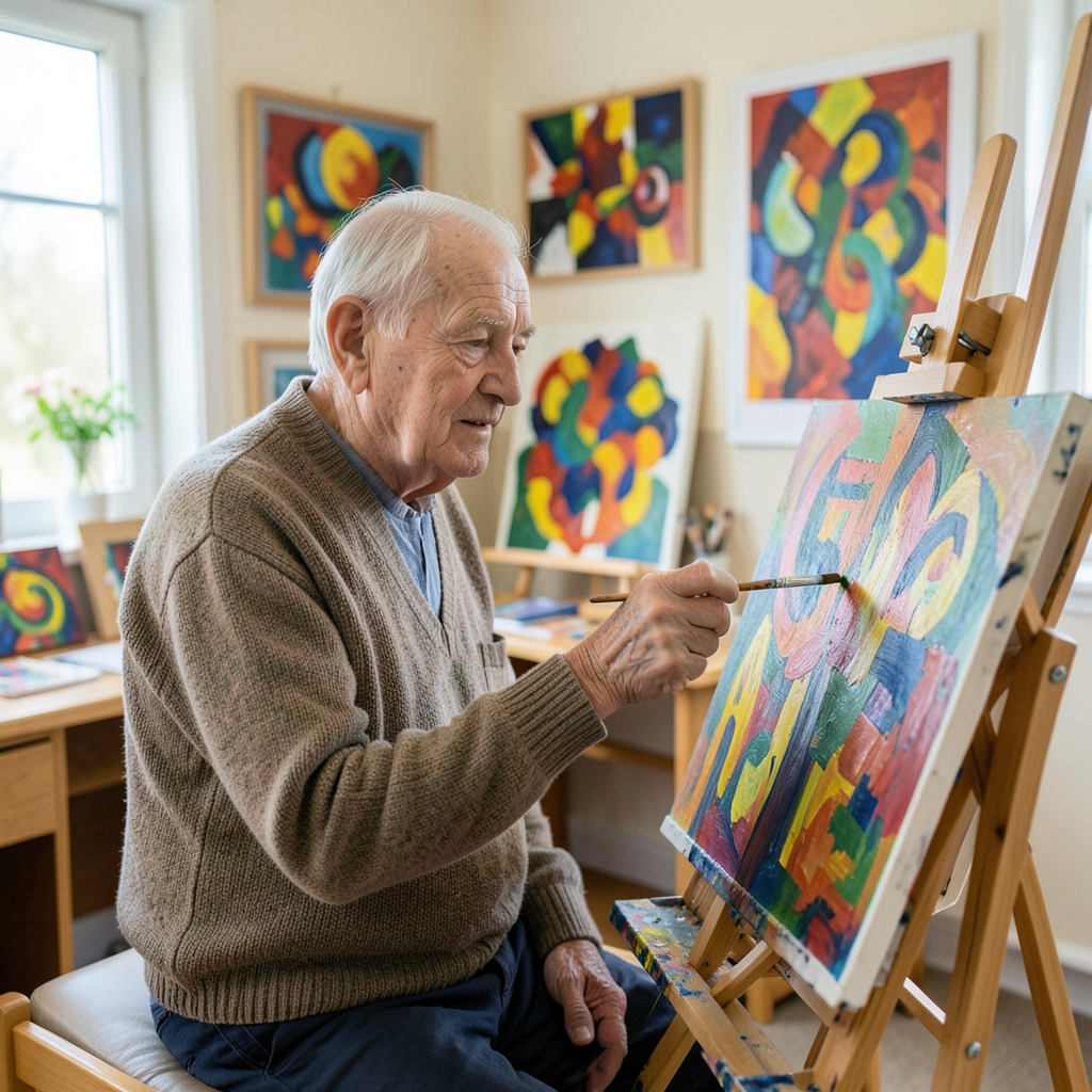 75-year-old Parkinson's patient raises £110 selling first paintings at Keighley care home